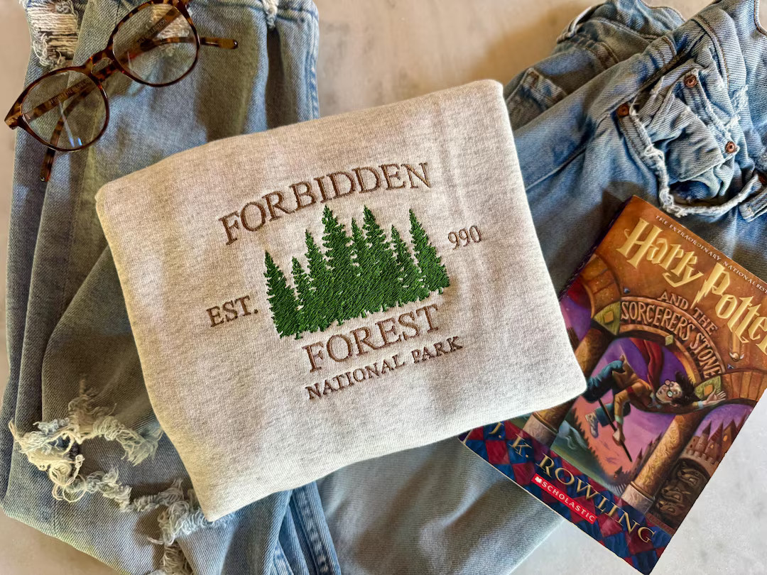 Embroidered Forbidden Forest Crewneck: Wizarding Gift Shirt - Etsy | Etsy (US)