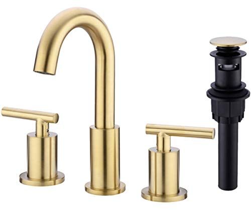TRUSTMI 2 Handle 8 Inch Brass Bathroom Sink Faucet 3 Hole Widespread with Valve and cUPC Water Suppl | Amazon (US)