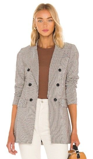 Double Breasted Blazer in Rich Black, Fall Blazer, Blazer, Plaid Blazer, Check Blazer, Fall Jacket | Revolve Clothing (Global)