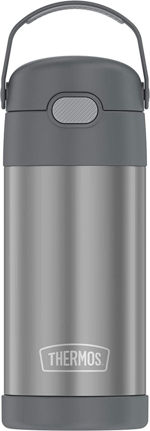 THERMOS FUNTAINER 12 Ounce Stainless Steel Vacuum Insulated Kids Straw Bottle, Grey | Amazon (US)