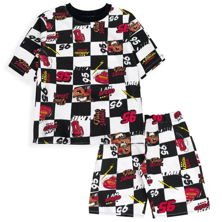 Disney Cars Lightning McQueen Tow Mater French Terry Drop Shoulder T-Shirt and Shorts Outfit Set ... | Walmart (US)