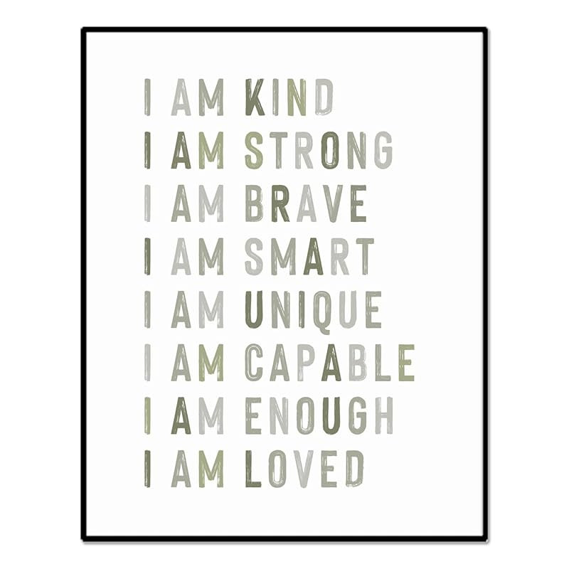 Positive Affirmations, Classroom Wall Art, Green Nursery Wall Decor Neutral, Educational Posters,... | Amazon (US)