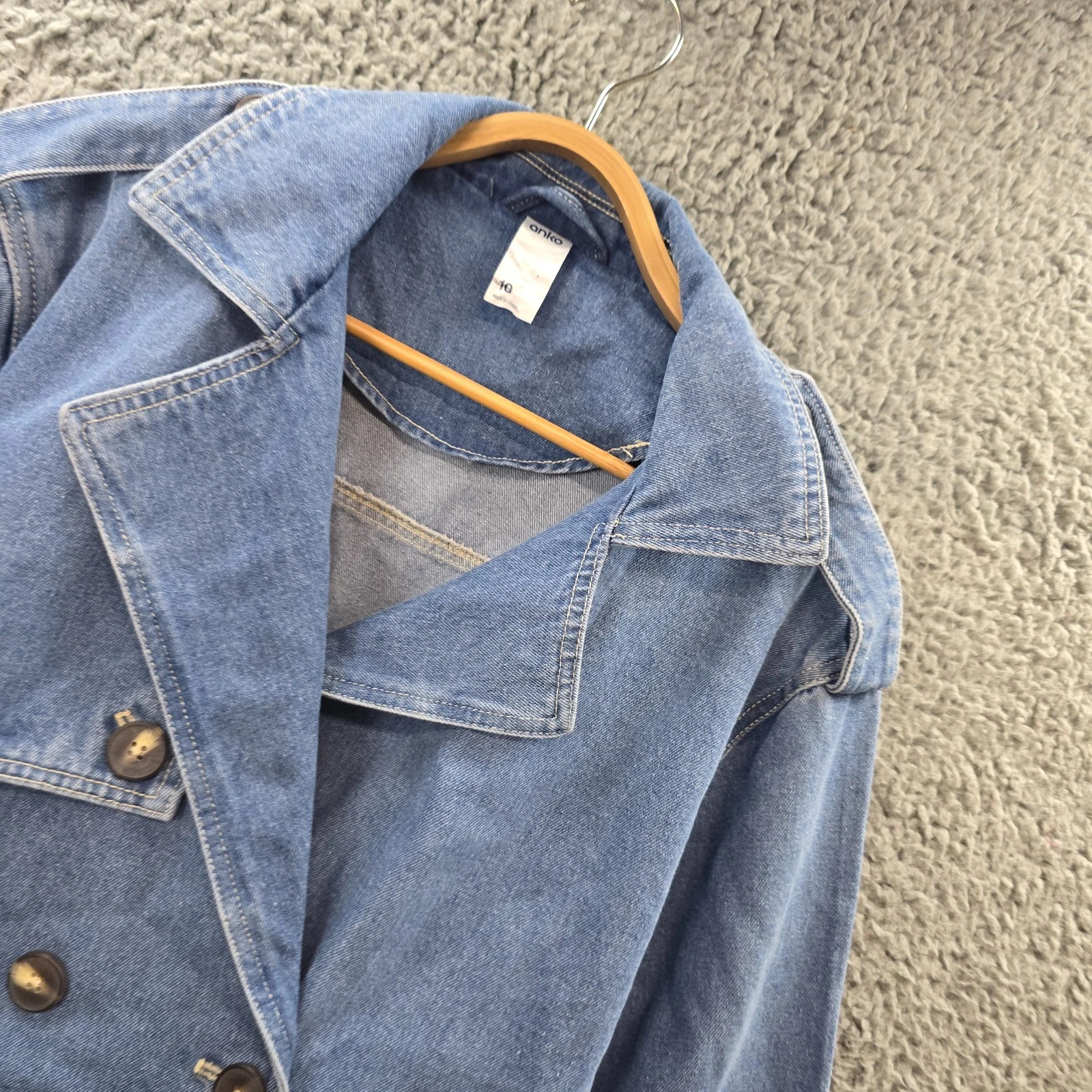 New Anko Womens Jacket Size 10 Denim Long Sleeve Double Breasted Collared | eBay AU
