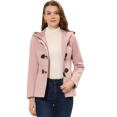 INSPIRE CHIC Women's Casual Winter Outwear Hooded Button Toggle Duffle Coat Medium Pink | Target
