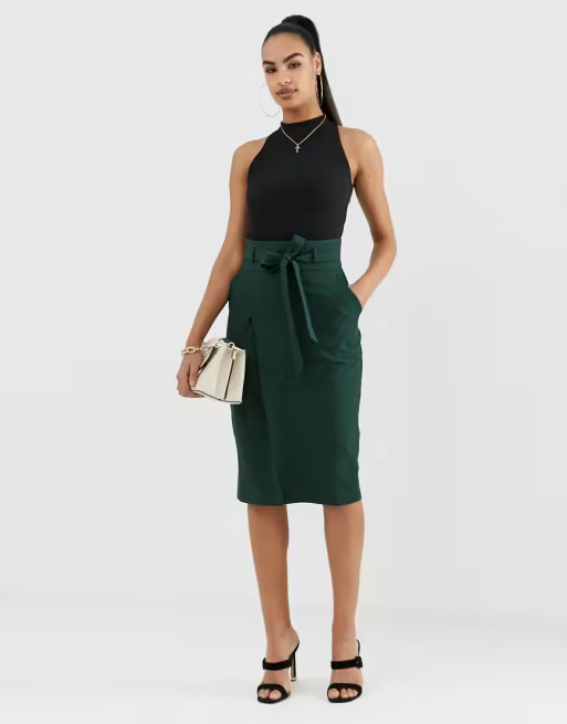 ASOS DESIGN tailored pencil skirt with obi tie | ASOS US