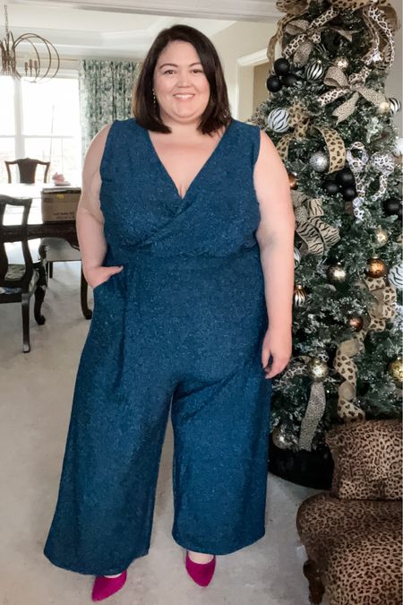 This sparkly plus size jumpsuit is so great for holiday parties and is less than $40 🤯 comes in blue or black, is stretchy, and has pockets. From sizes XXL to 4x  

#LTKover40 #LTKHoliday #LTKplussize