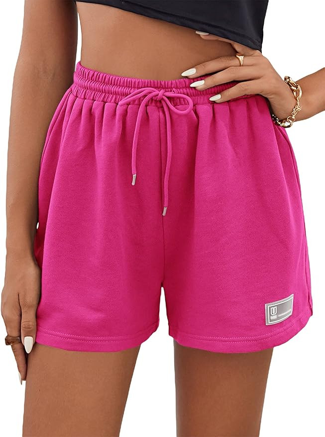 MakeMeChic Women's Casual Drawstring Waist Sweat Shorts Running Track Shorts | Amazon (US)