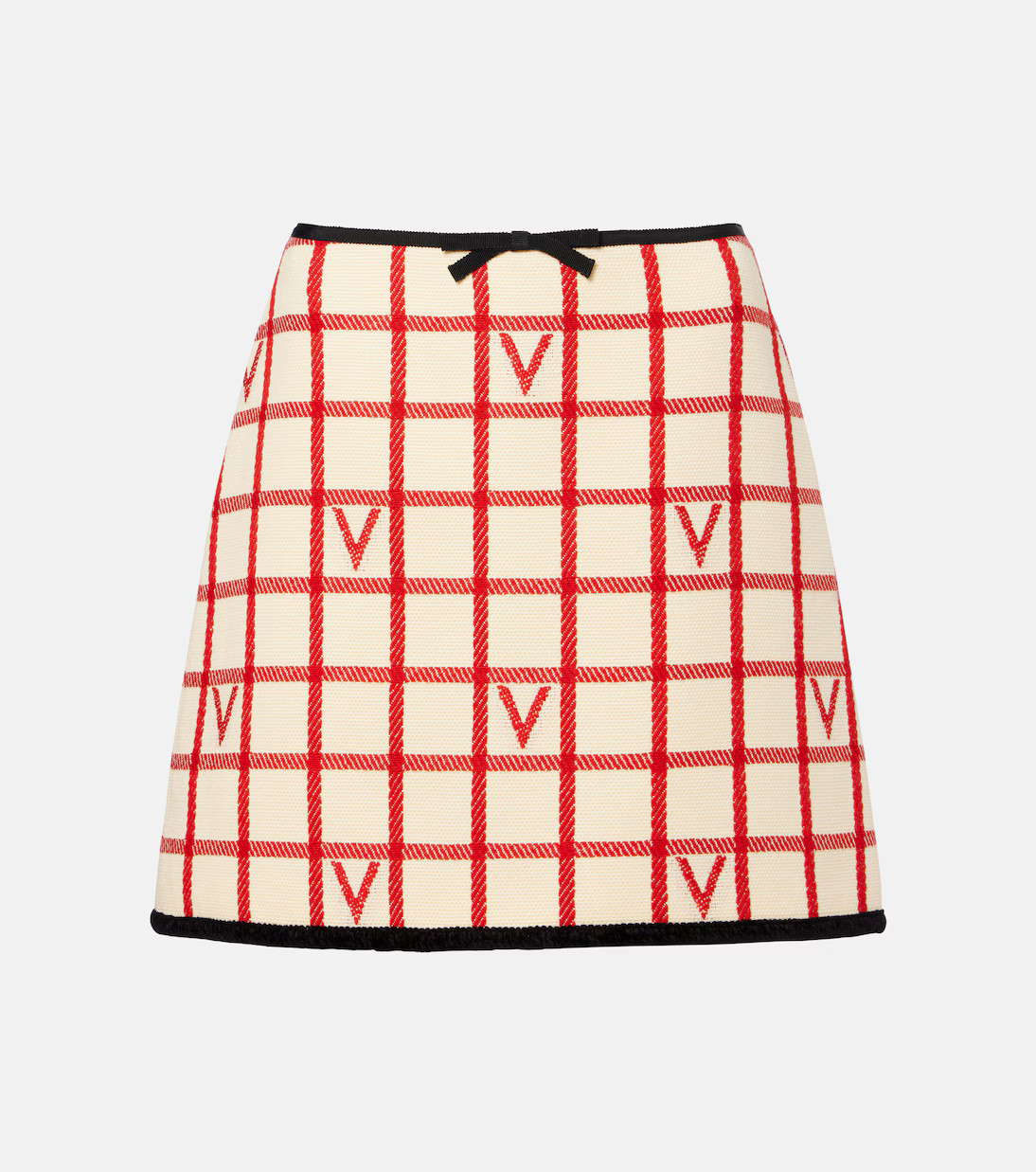 VLogo checked wool and cotton miniskirt | Mytheresa (US/CA)