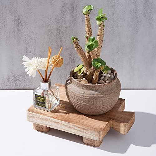 SENOPEKOO Wood Pedestal Riser, Farmhouse Footed Kitchen Soap Tray, Decorative Waterproof Wooden S... | Amazon (US)