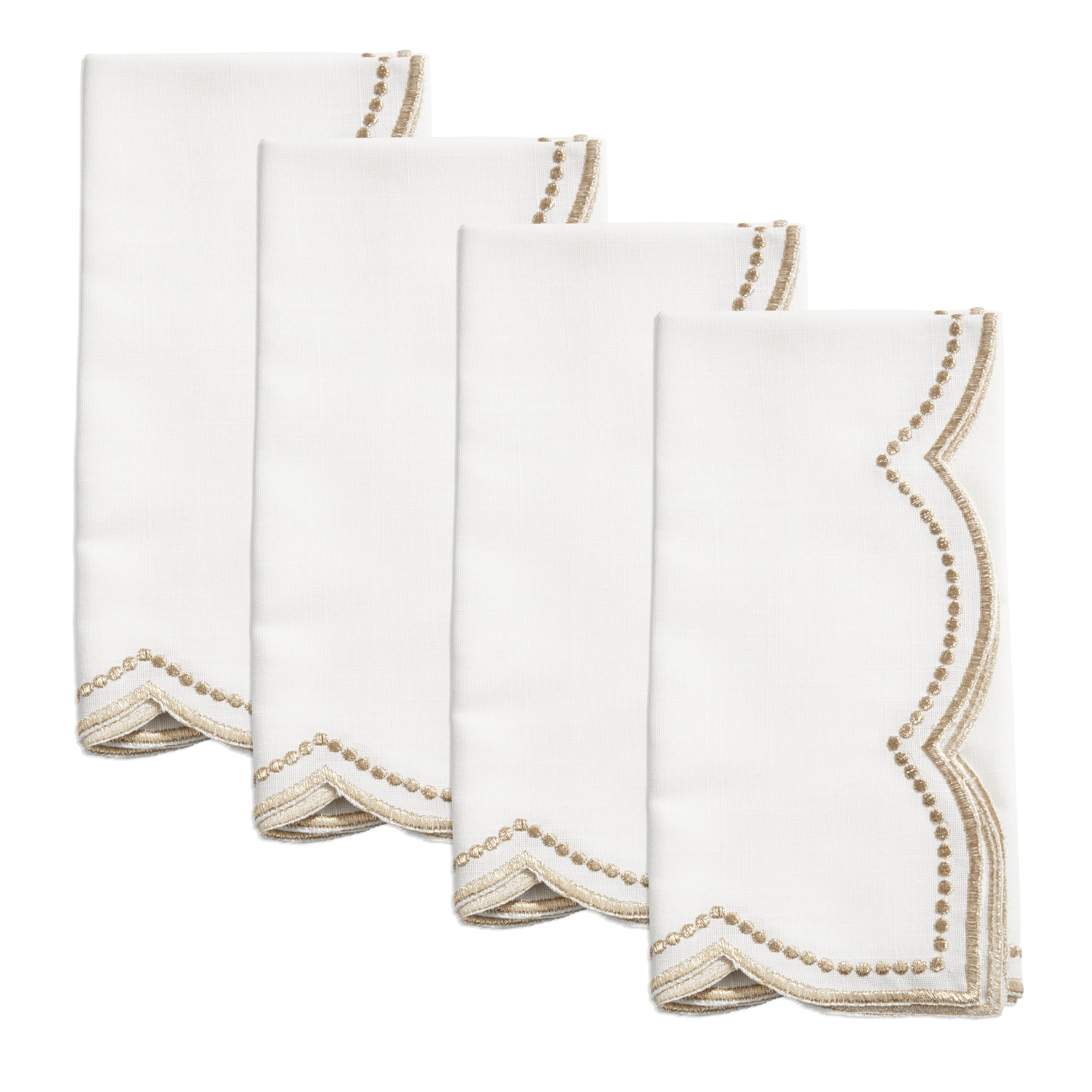 Saro Embroidered Polka Dot Napkin w/ Scallop Edge (Set of 4) | Wayfair | Wayfair North America