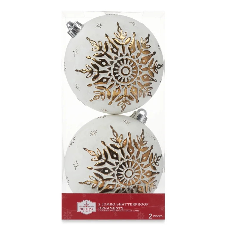 Holiday Time Gold Starburst Shatterproof Christmas Ball Ornaments, 2 Pack - Walmart.com | Walmart (US)
