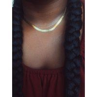 24K Herringbone Snake Necklace/ stacking necklace / Gold Snake chain / Flat snake chain / gold neckl | Etsy (US)