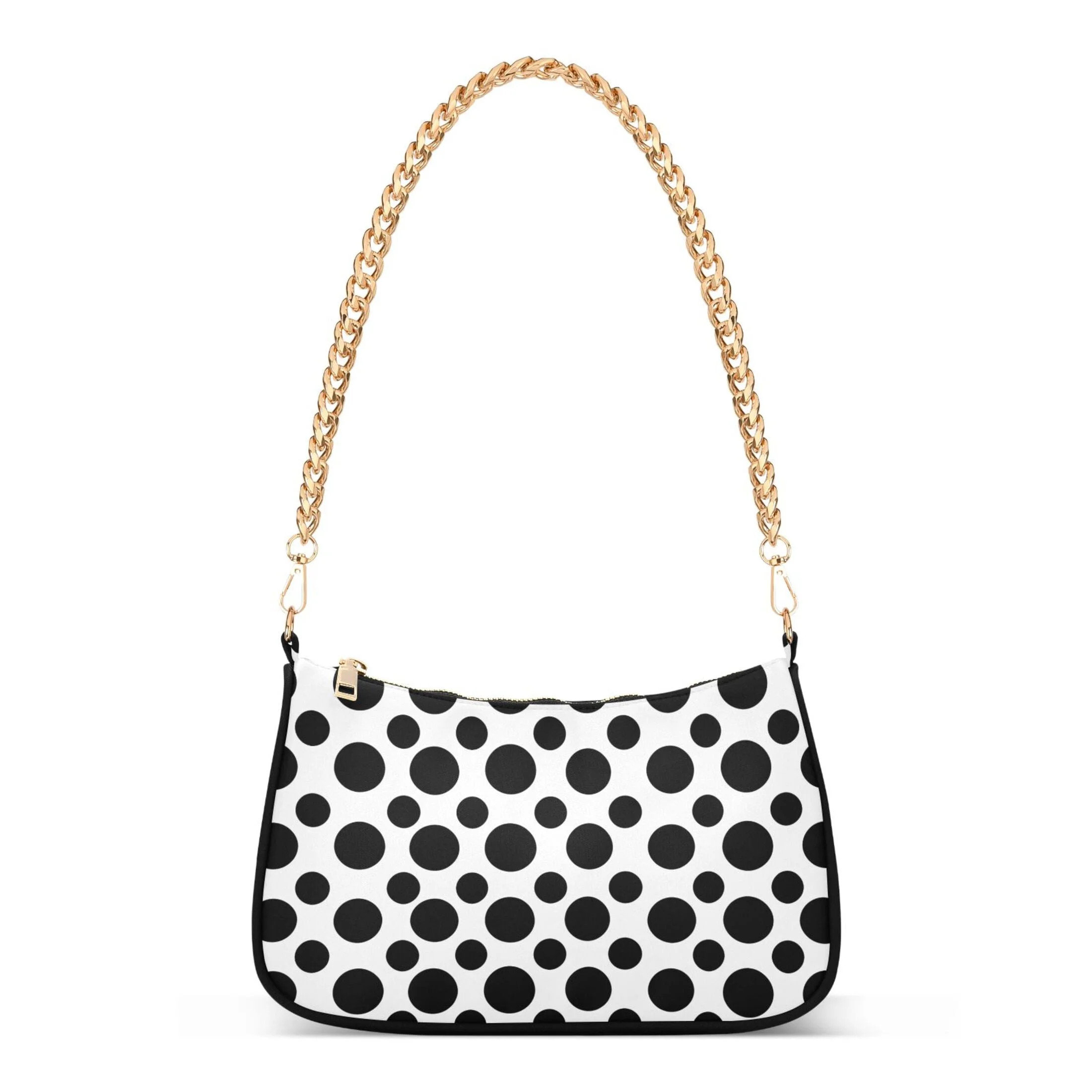 Womens Chain Shoulder Bag Black Polka Dots on White Classic Tote Handbags Fashion Clutch Hobo Pur... | Walmart (US)