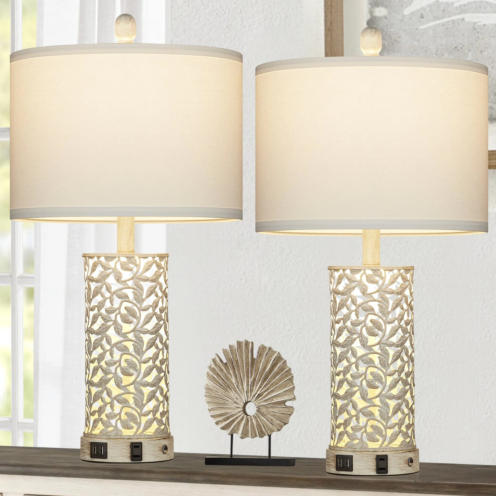 Pavelas USB Table Lamp (Set of 2) | Wayfair North America