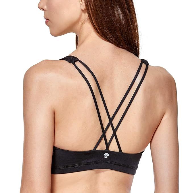 CRZ YOGA Women's Light Support Cross Back Wirefree Removable Cups Yoga Sport Bra | Amazon (US)