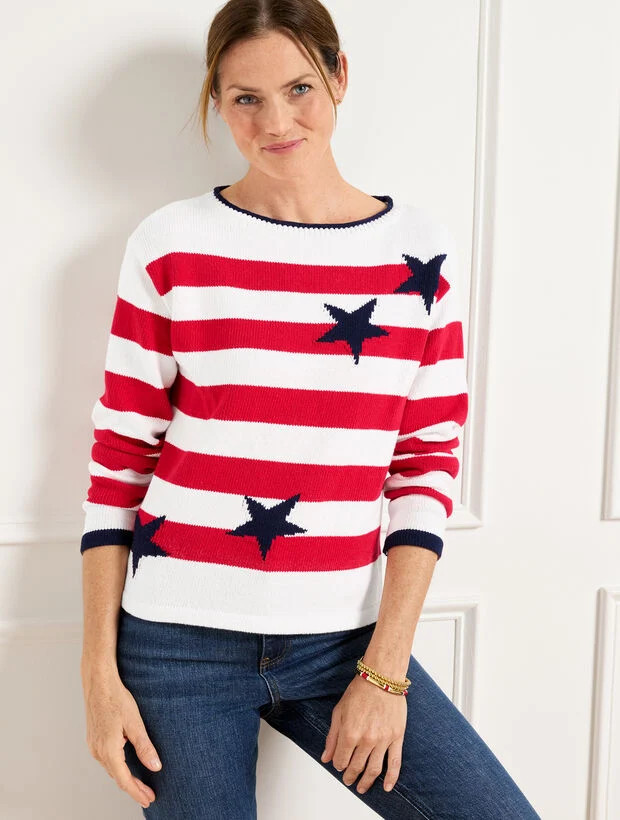 Boatneck Sweater - Stars & Stripe | Talbots