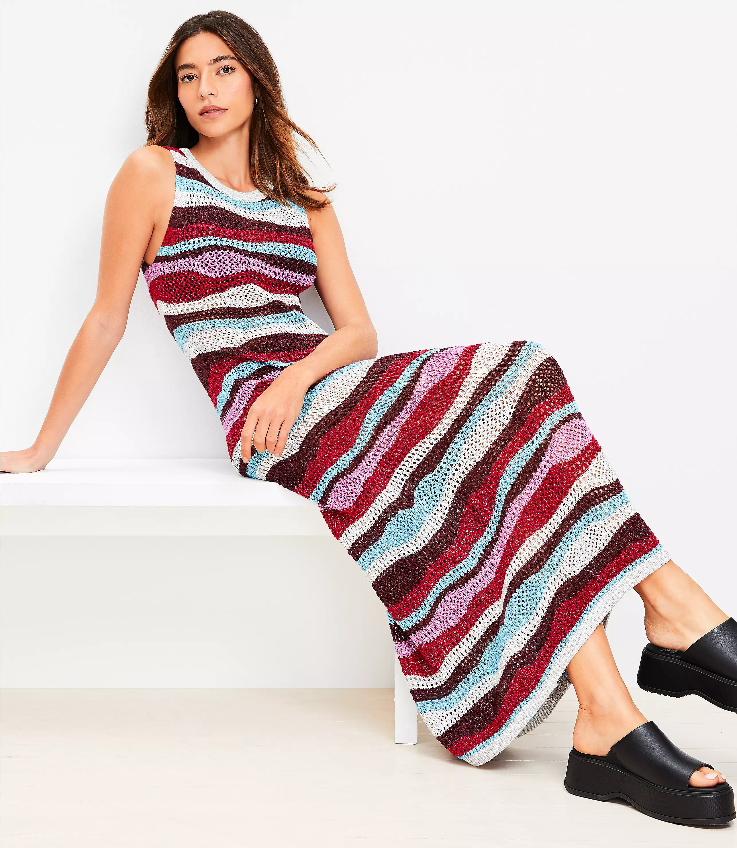 LOFT Beach Shimmer Wave Maxi Dress | LOFT