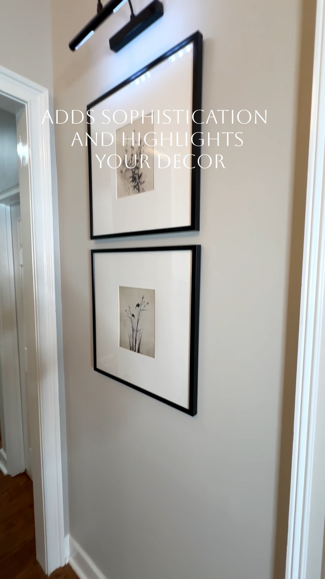Combining a picture light with framed art on an empty wall instantly creates a focal point, adds sophistication, and highlights your decor, turning a blank space into a curated display that elevates the entire room's look and feel. 