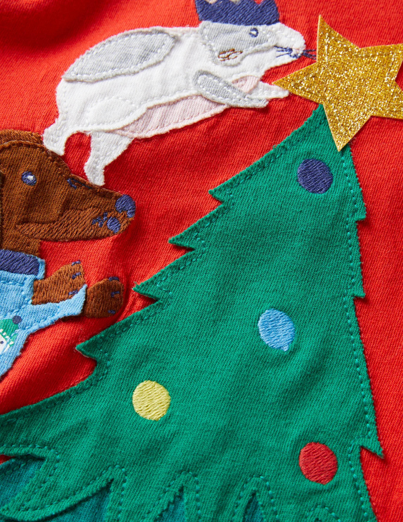 Appliqué Festive T-shirt - Fire Red Tree | Boden (US)