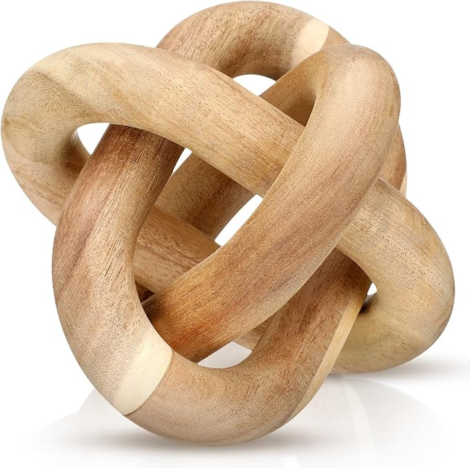 3 Link Wood Knot Decor Rustic Home Décor Accents Hand Carved Coffee Table Decoration, Boho Chain... | Amazon (US)
