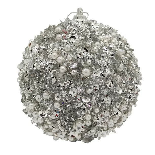 Ikevan Christmas Pearl Sequins Glitter Baubles Ball Xmas Tree Ornament Decoration 8Cm Silver One ... | Walmart (US)