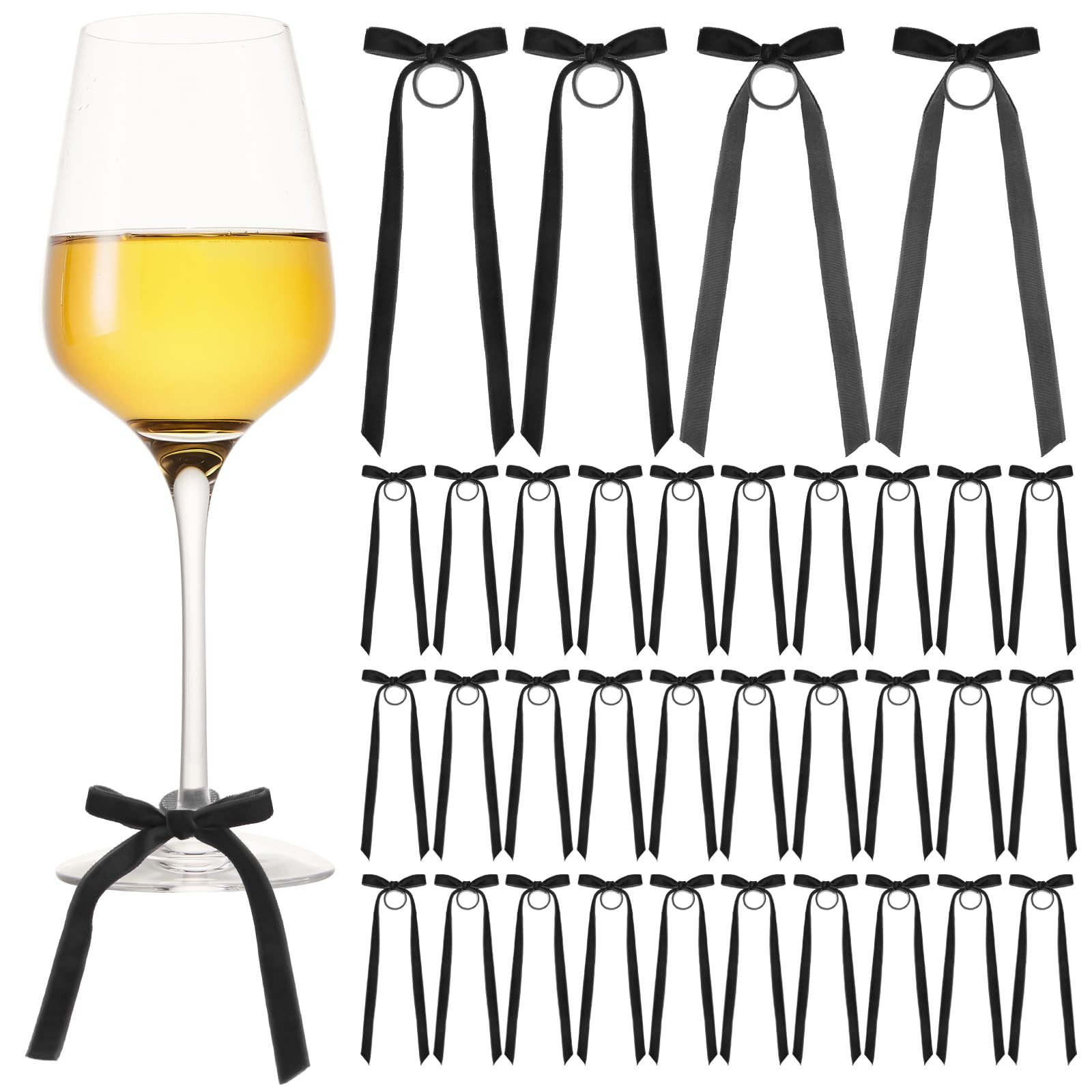 30 Pcs Christmas Wine Glasses Bow Charms Velvet Drink Markers with Hook and Loop Wine Tags Christ... | Amazon (US)