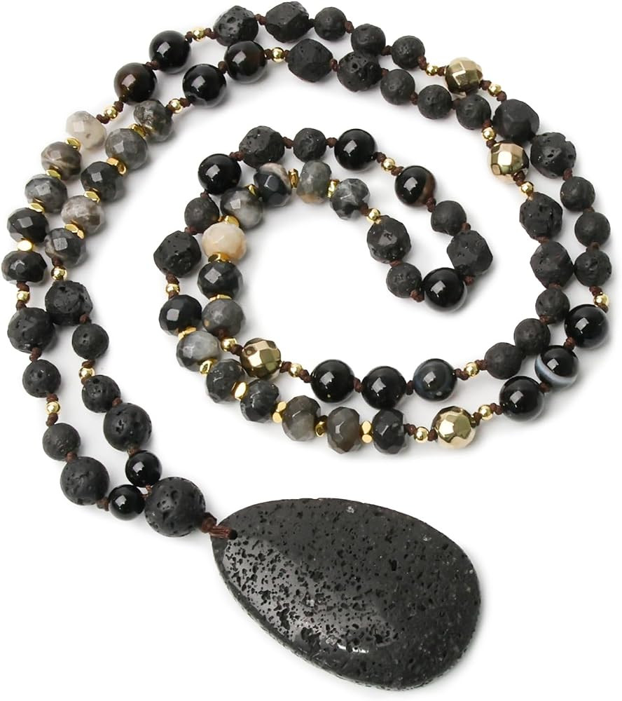 Long Necklaces for Women Boho, 31.5" Colorful Natural Stone Beaded Women's Necklaces, Handmade He... | Amazon (US)