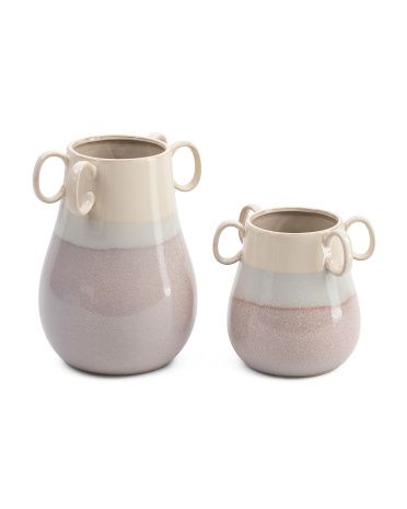 Set Of 2 Glaze Ceramic Reactive Vases | TJ Maxx