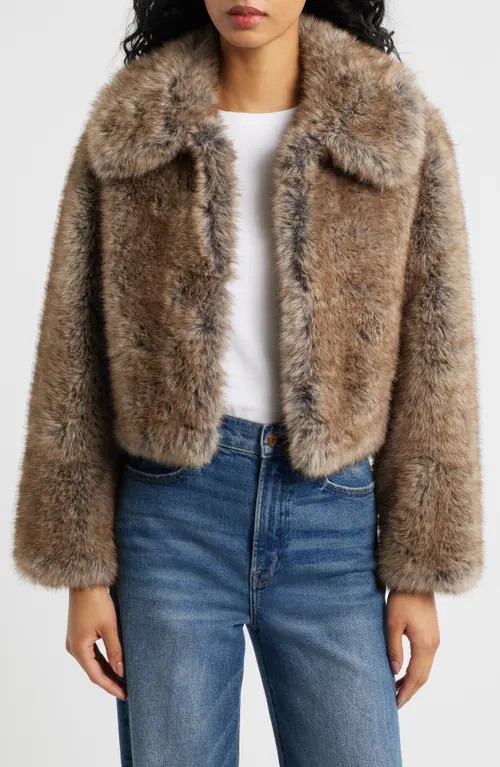 MANGO Bola Faux Fur Jacket in Beige at Nordstrom, Size Large | Nordstrom