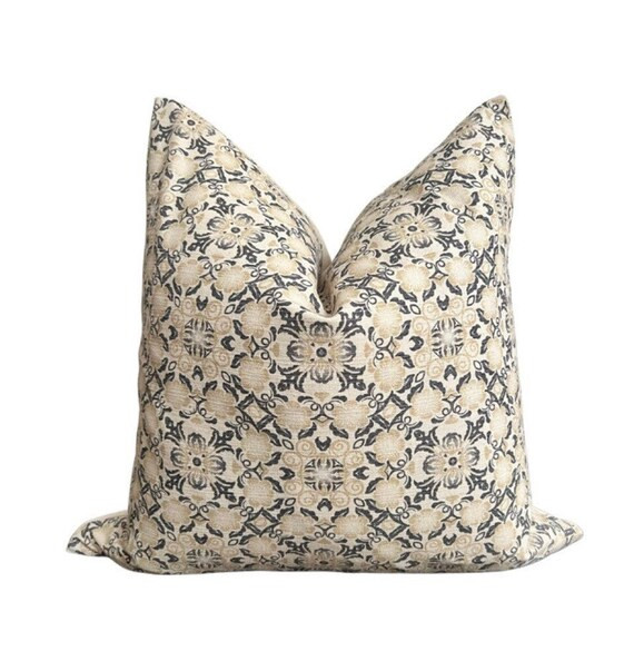 CERI Indian Block Print Cotton Floral Cushion Cover / Throw - Etsy UK | Etsy (UK)