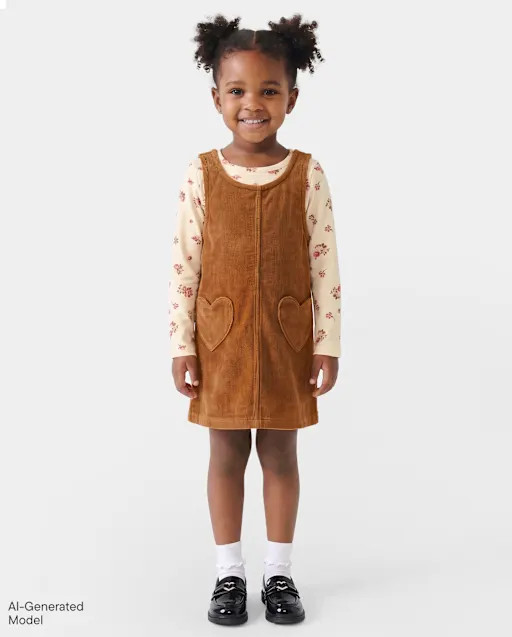 Toddler Girls Floral Heart Skirtall 2-Piece Outfit Set - Brown | The Children's Place