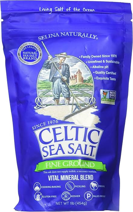 Fine Ground Celtic Sea Salt – 16 Ounce (Pack of 1) Resealable Bag of Nutritious, Classic Sea Sa... | Amazon (US)