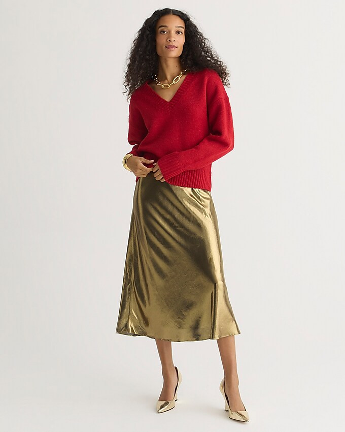 Gwyneth slip skirt in gold lamé | J. Crew US