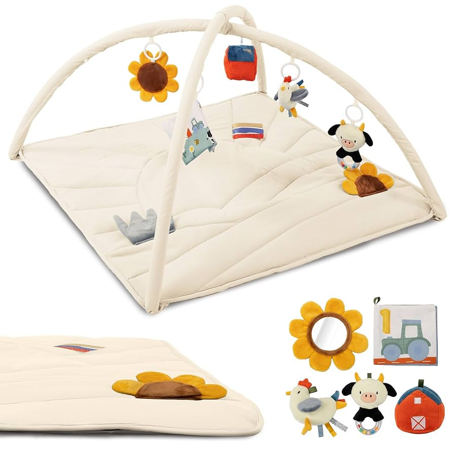 Beautiful Baby Play Gym and Tummy Time Mat - Soft Mat with 5 Farm Toys Creates The Perfect Activi... | Amazon (US)