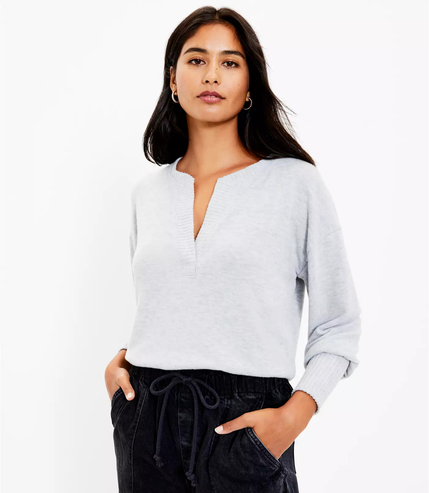 Split Neck Top | LOFT | LOFT