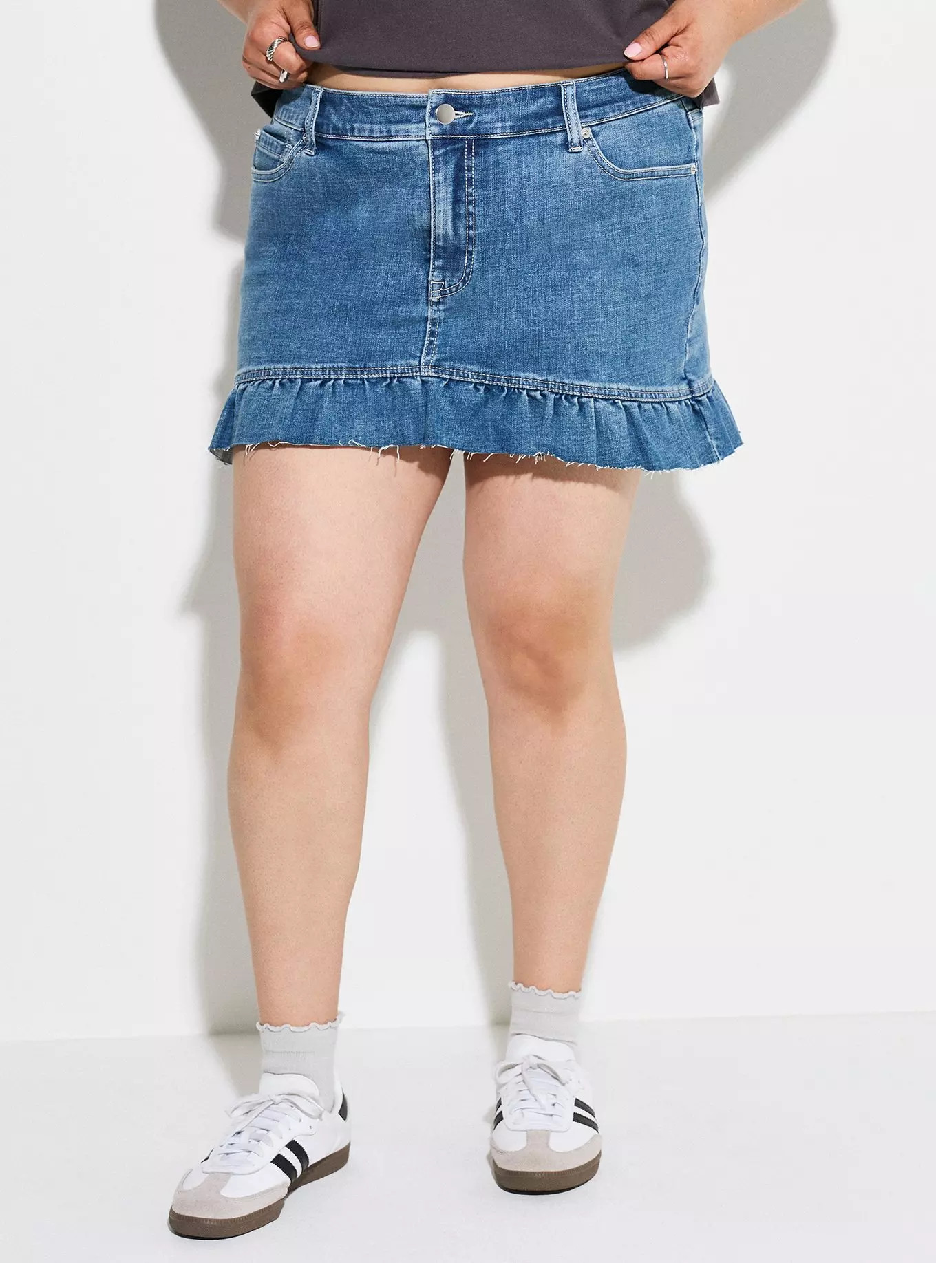 LOVESICK RUFFLE HEM DENIM SKIRT | Torrid (US & Canada)
