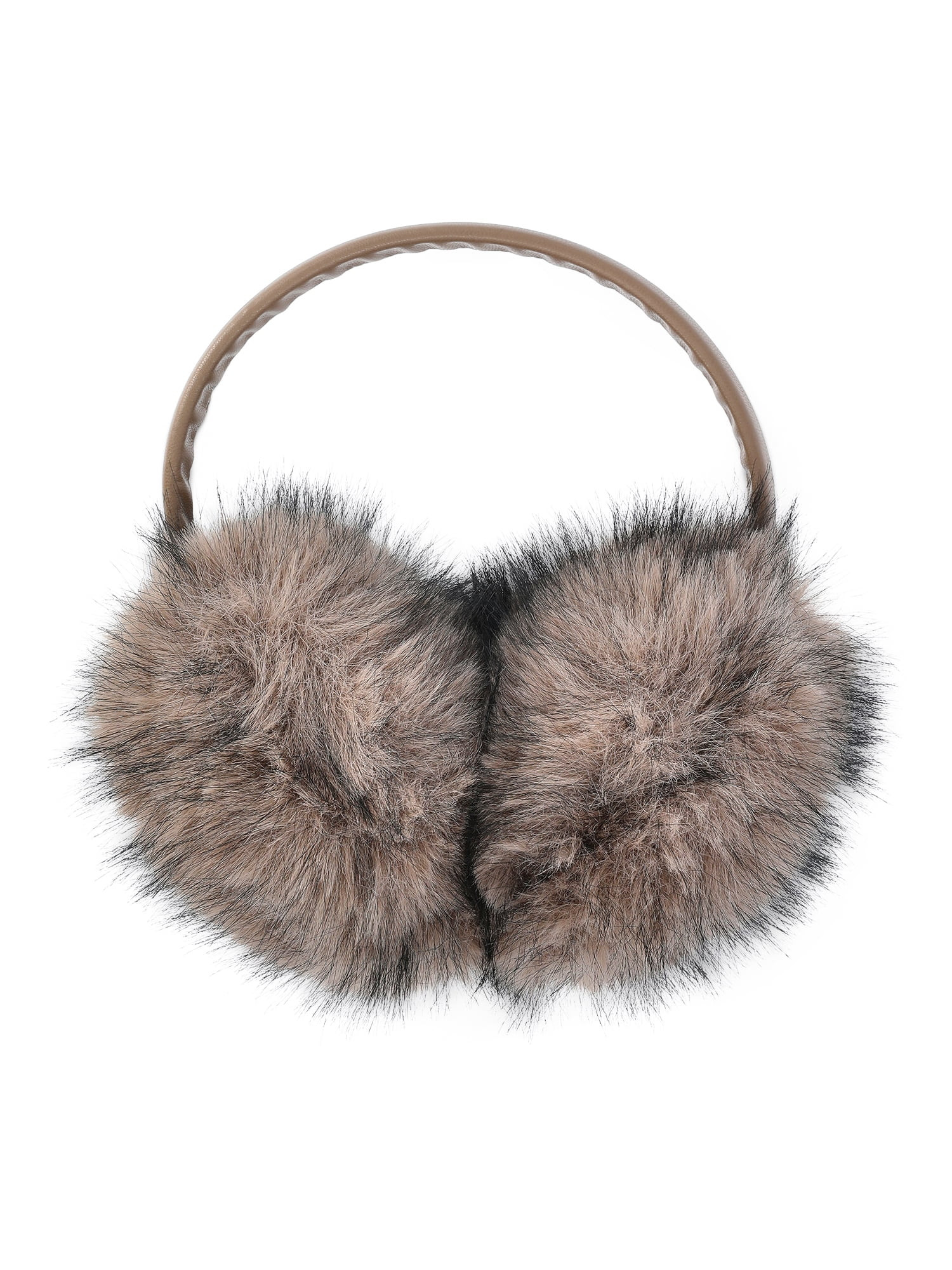 Time and Tru Women's Faux Fur Ear Muffs with Faux Leather Band, Taupe | Walmart (US)