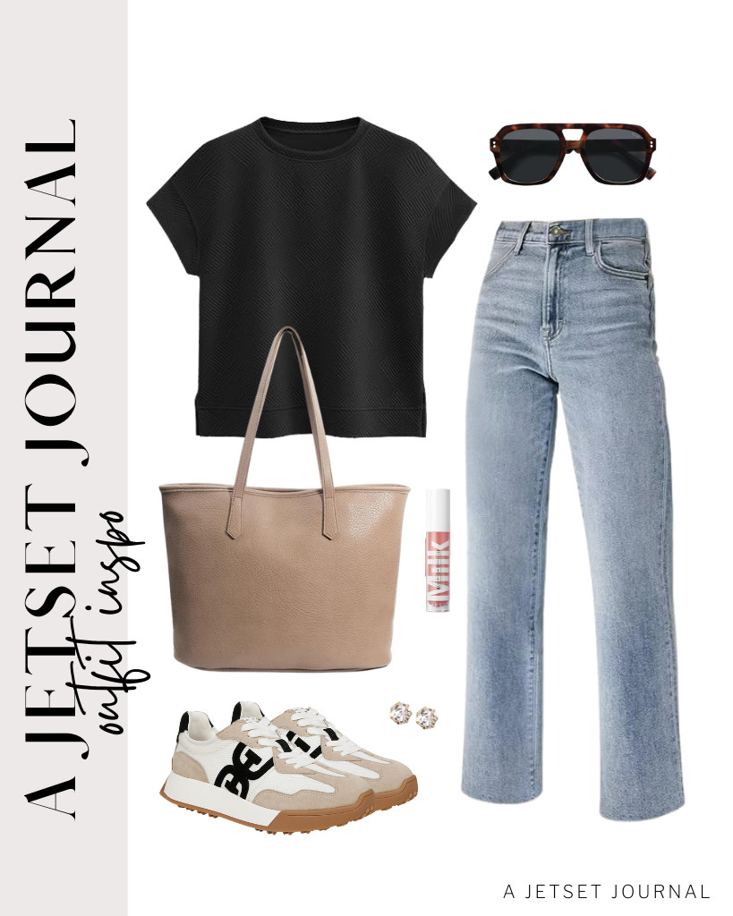 When it comes to casual dining, this outfit is a fantastic look. An EVALESS crewneck tee and straight-leg jeans are the perfect pieces to pair with Sam Edelman’s lace-up shoes. This minimalist zipper tote from HOXIS and thick-frame aviator sunnies go well with the outfit, too.

#LTKSeasonal #LTKSaleAlert #LTKTravel 

 