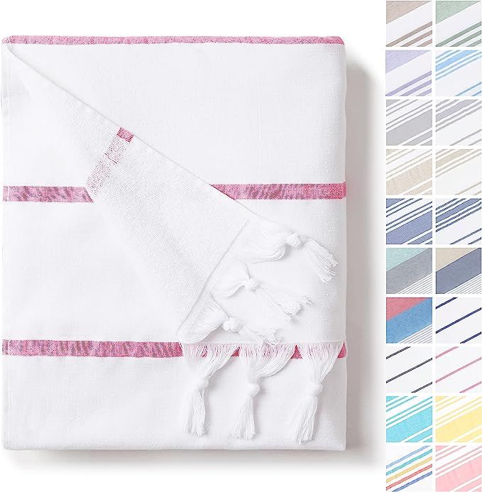 Flamingo Pink Turkish Towel - Oversized Thick Cotton Fouta - Peshtemal - Lightweight, Portable, S... | Amazon (US)