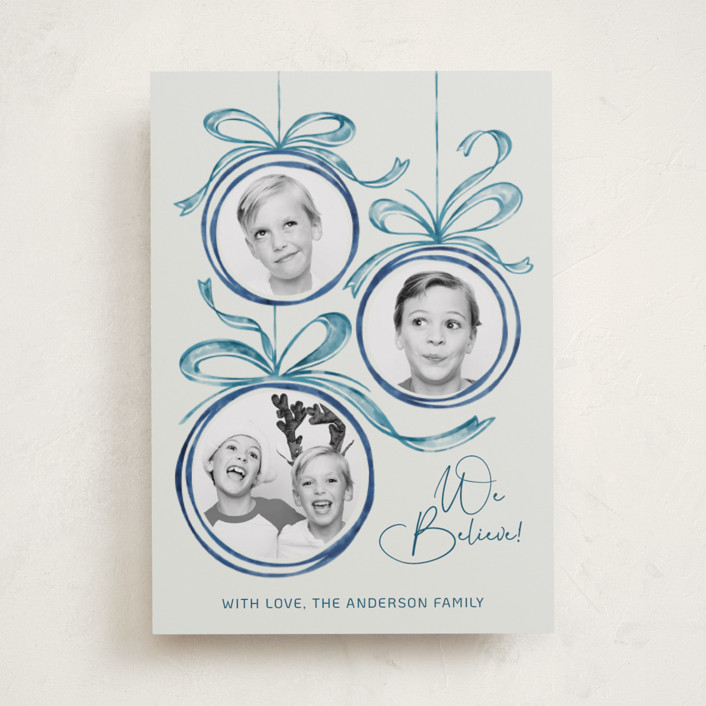 "baubles and bows" - Customizable Christmas Photo Cards in Red by Paper Sun Studio. | Minted