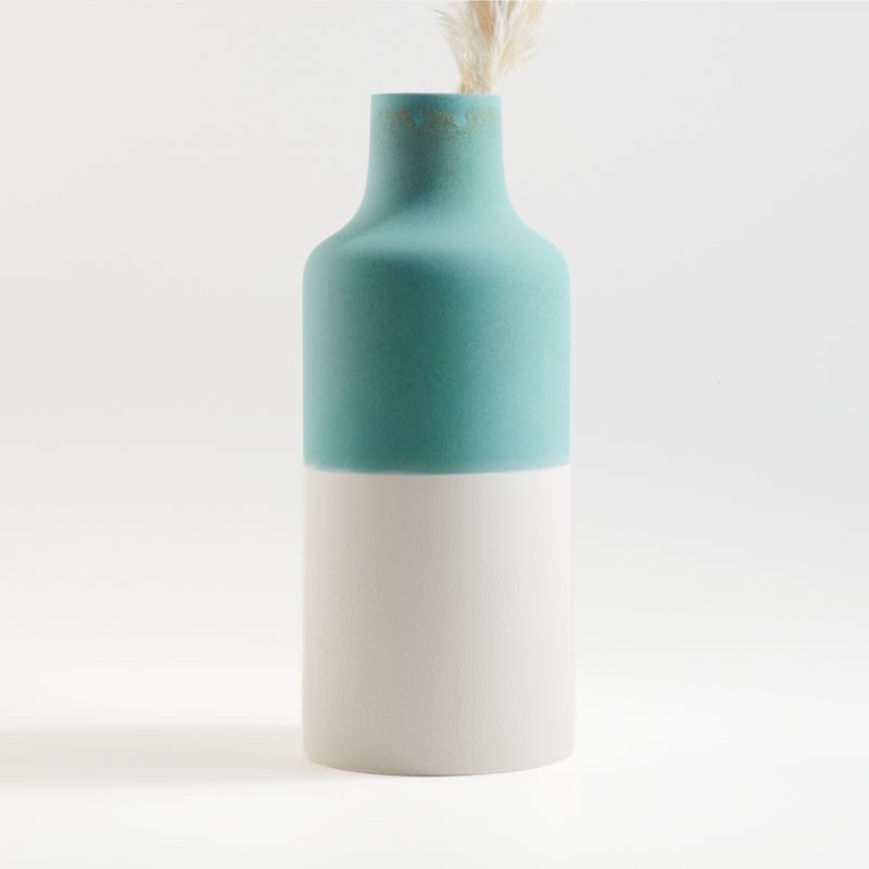 Leuvan Seafoam and White Two-Tone Vase + Reviews | Crate and Barrel | Crate & Barrel