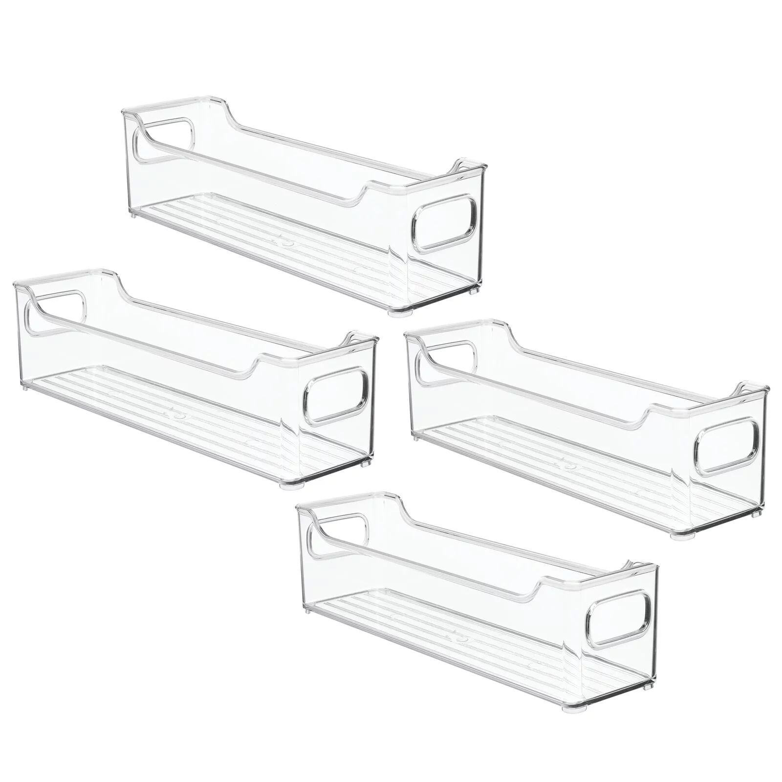 mDesign Slim Stackable Plastic Storage Organization Bin with Handles for Kitchen Cabinet, Pantry,... | Walmart (US)