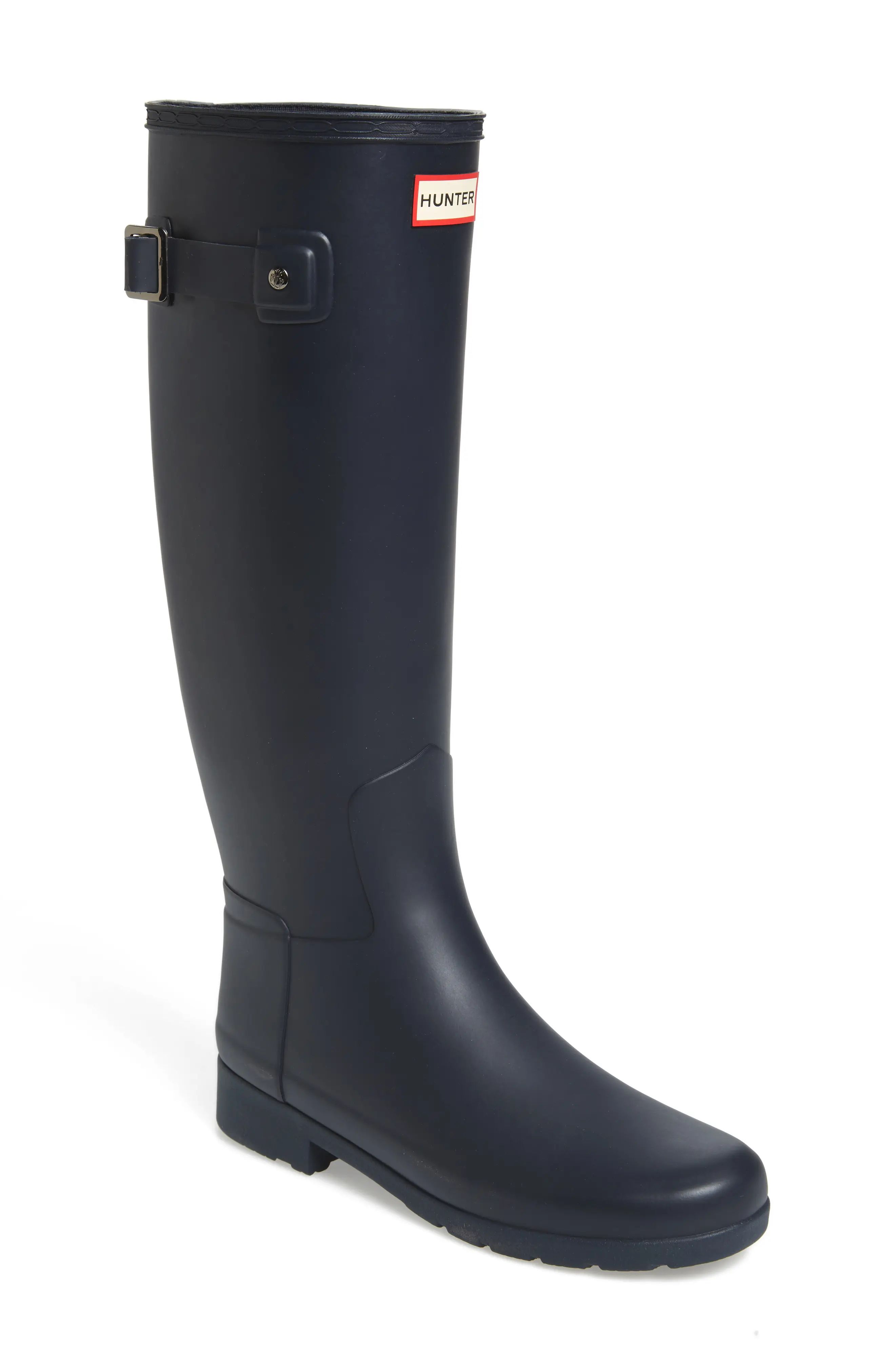 Women's Hunter Original Refined Waterproof Rain Boot, Size 5 Narrow Calf M - Blue | Nordstrom