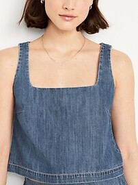 Cropped Square-Neck Denim Top | Old Navy (US)