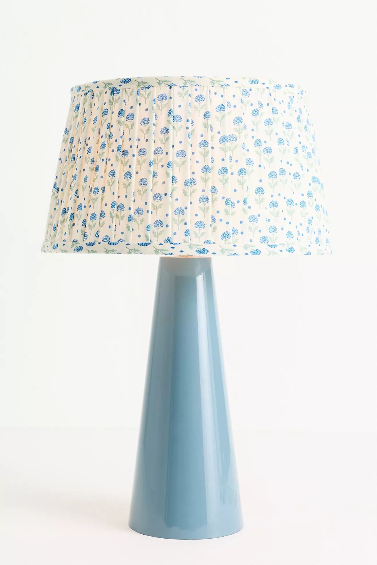 Avalina Enameled Metal Printed Pleated Shade Table Lamp | Anthropologie (US)