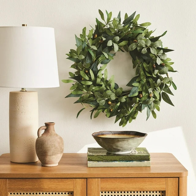 Better Homes & Gardens 18" Artificial Olive Stems Wreath - Walmart.com | Walmart (US)