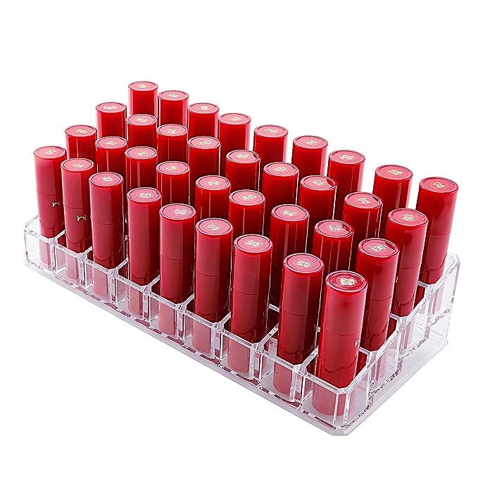 lureme Clear Acrylic Lipstick Organizer Nail Polish Organizer Cosmetic Beauty Display Case (cb000... | Amazon (US)