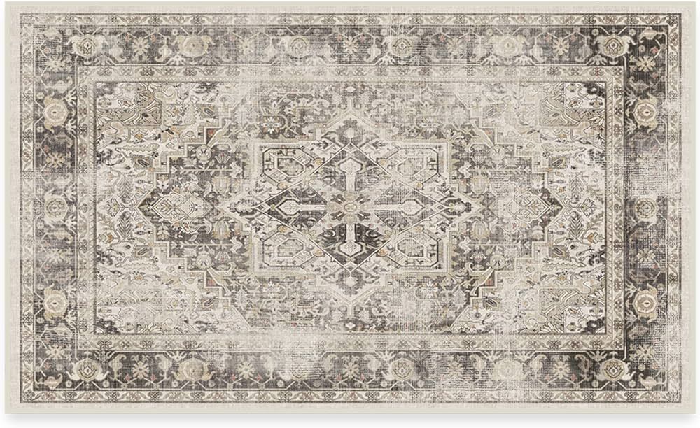 RUGGABLE Kamran Washable Rug - Perfect Vintage Area Rug for Living Room Bedroom Kitchen - Pet & C... | Amazon (US)