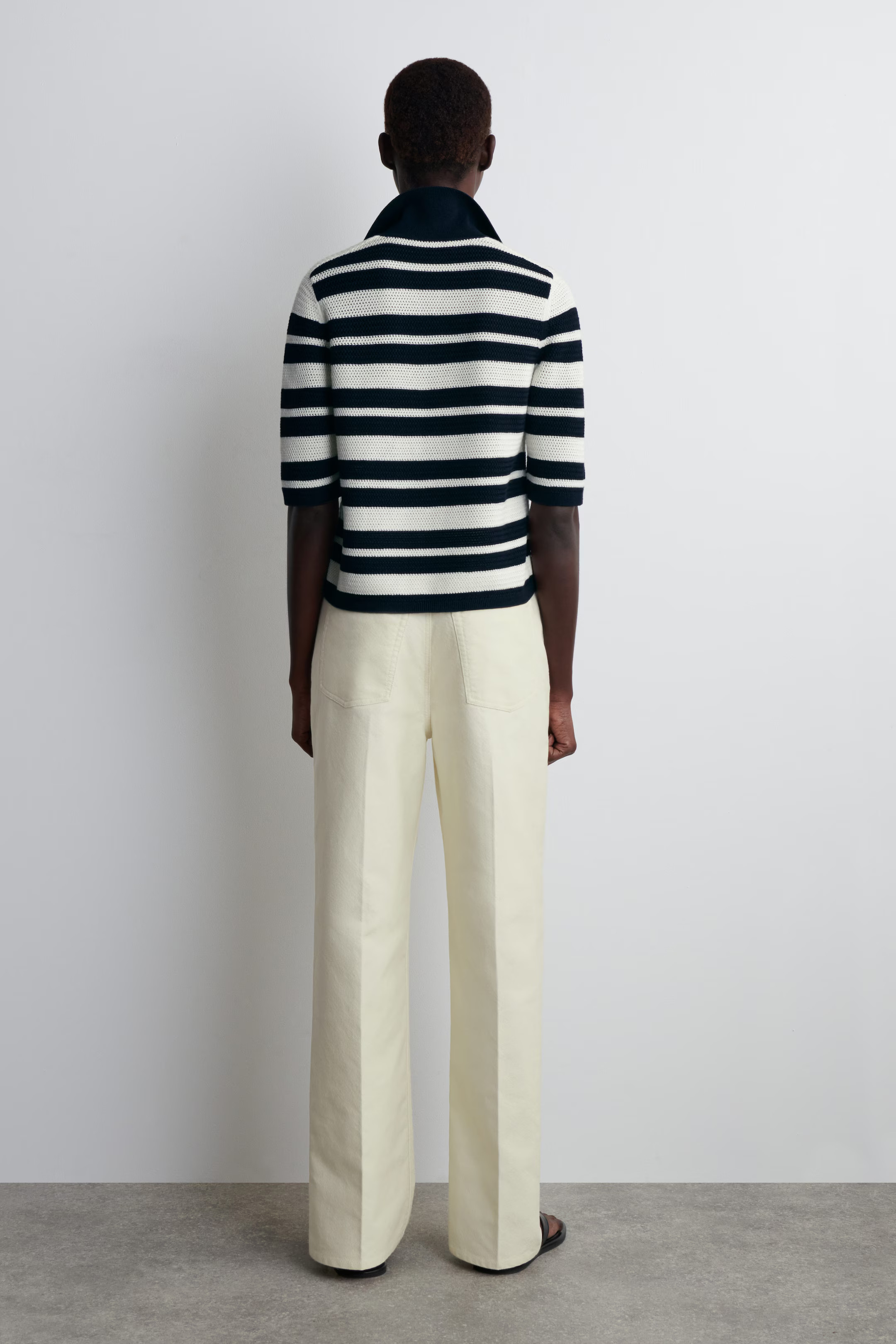 OPEN-KNIT POLO SHIRT - WHITE / STRIPED | COS | COS (EU)