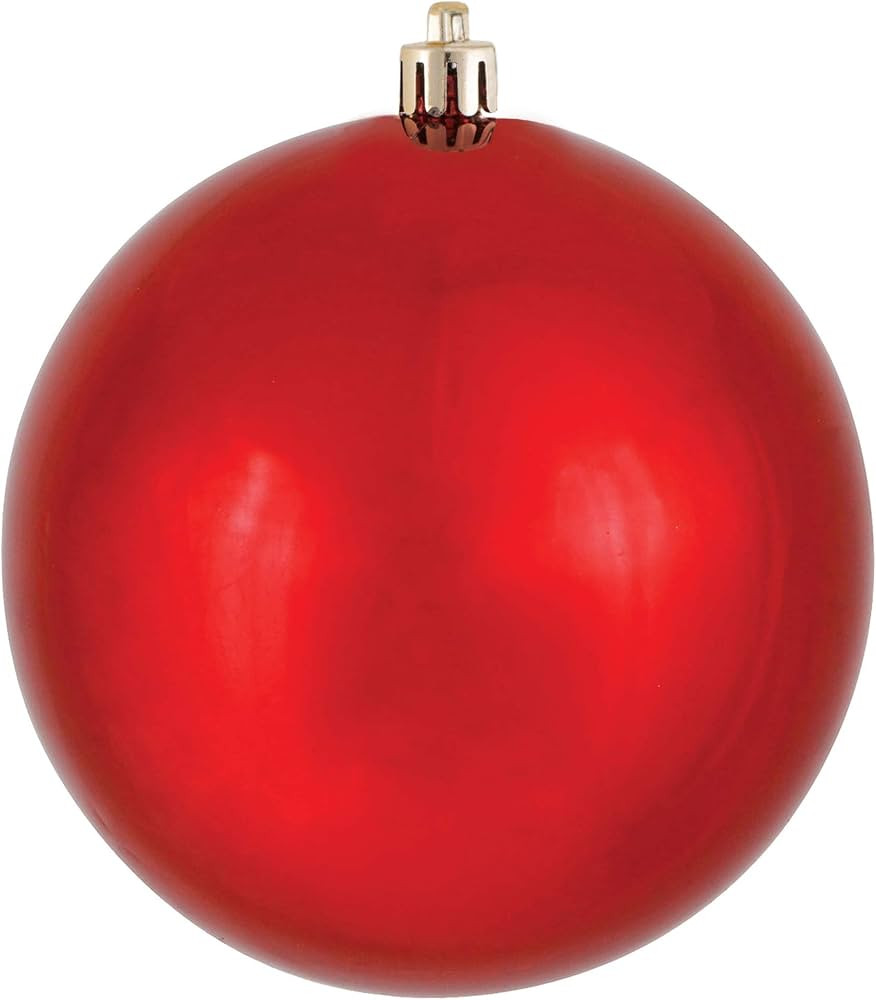 Vickerman 4" Red Shiny Ball Christmas Ornament, Shatterproof UV Resistant Plastic, Set of 6 for C... | Amazon (US)